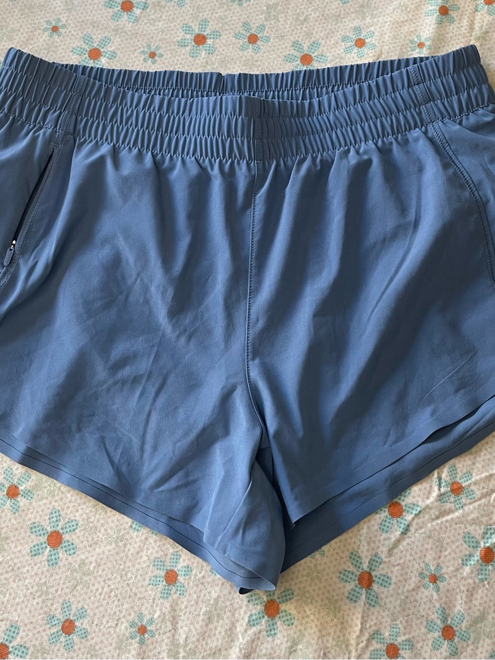 Athleta Dusty Blue Elastic-Waist Athletic Shorts